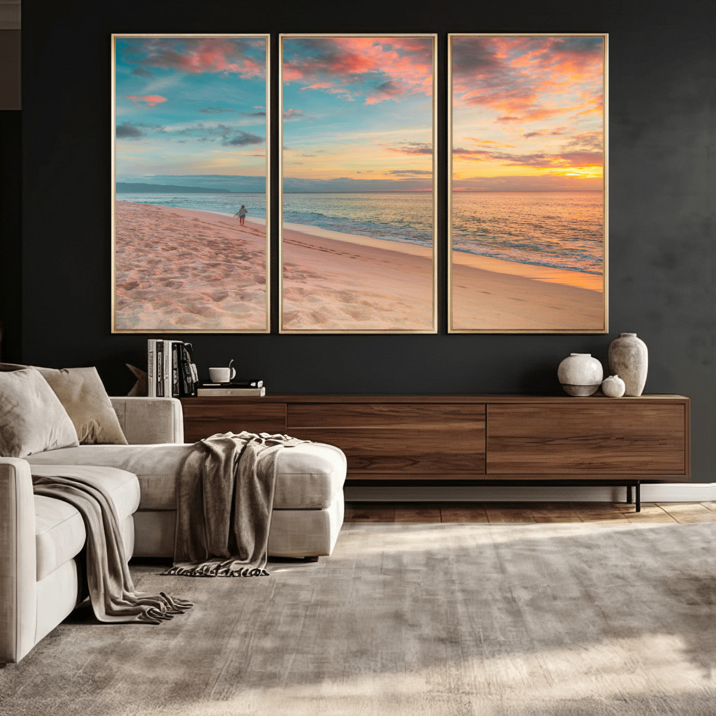 24511398-MGV-CV-36X24 - Beach Walk Wall Art Canvas Print – Soft Coastal Photography Artwork Print for Bedroom, Living Room, and Serene Home Decor