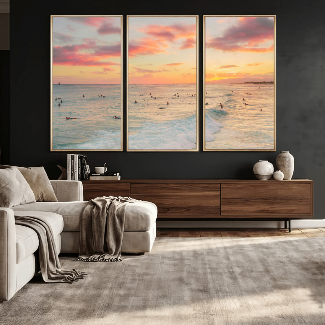 Sunset Beach Wall Art Canvas Print | Soft Coastal Photography