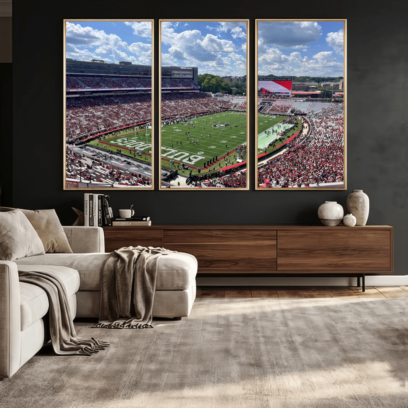 10665453-MGV-CV-36X24 - Georgia Bulldogs Stadium Wall Art Canvas Print, Sanford Stadium Football Field Panorama, College Football Game Day Wall Decor