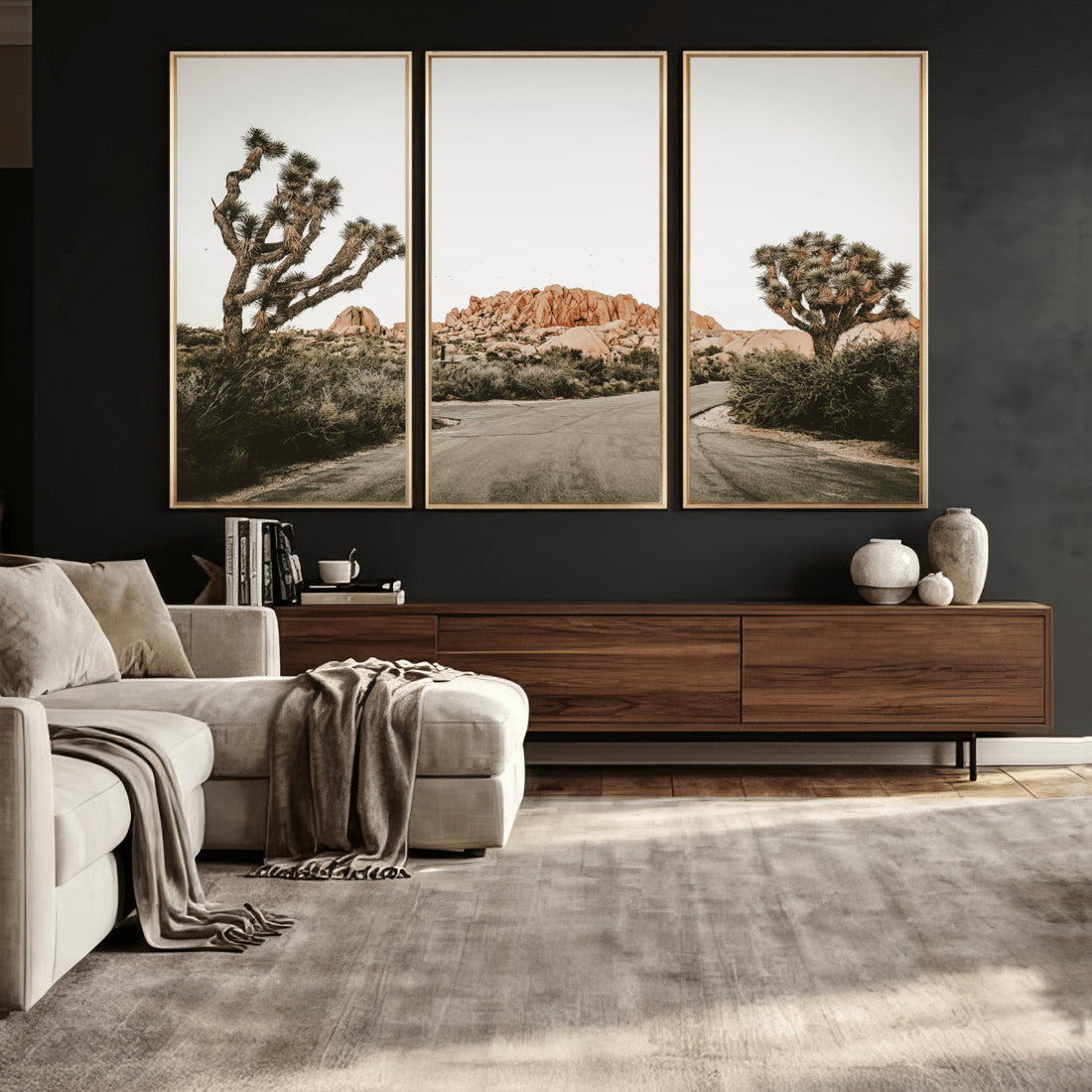 Joshua Tree Desert Wall Art Canvas Print, Minimal Southwestern Landscape for Modern and Boho Interiors