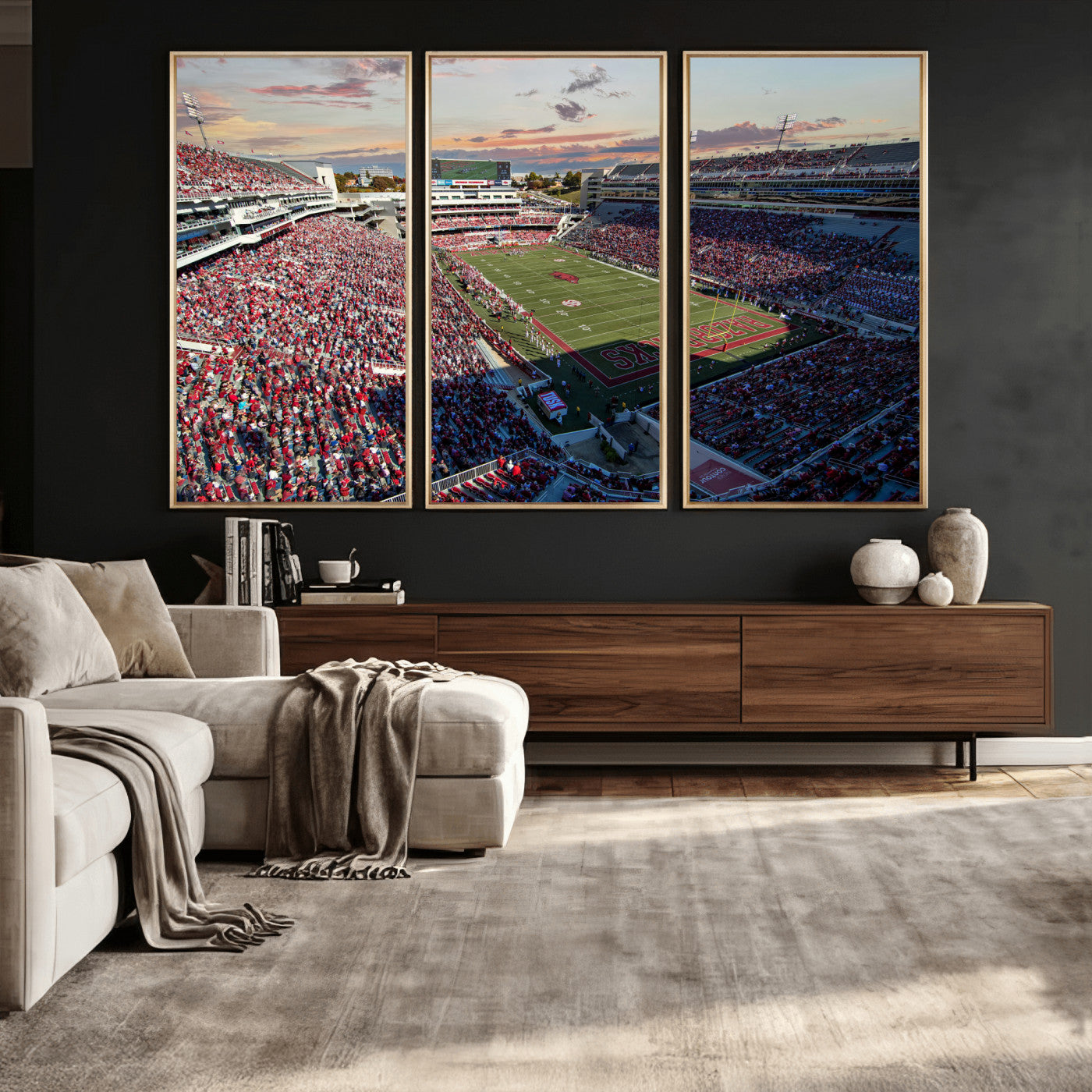 46571211-MGV-CV-36X24 - Donald W. Reynolds Razorback Stadium Wall Art Canvas Print – Arkansas Razorbacks Football Artwork for Home, Office, and Sports Room Decor