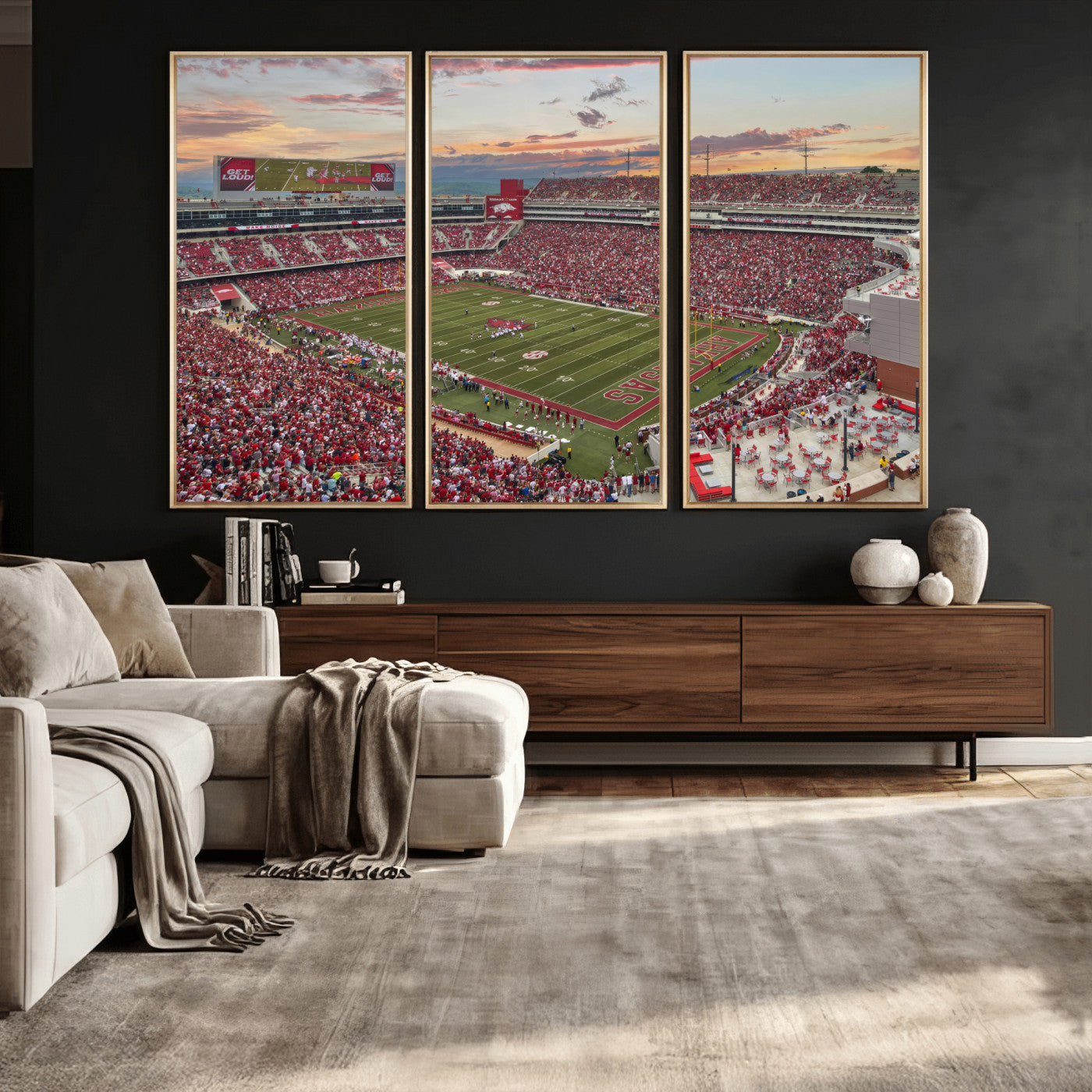 82233065-MGV-CV-36X24 - Donald W. Reynolds Razorback Stadium Wall Art Canvas Print – Arkansas Razorbacks Football Artwork for Home, Office, and Sports Room Decor