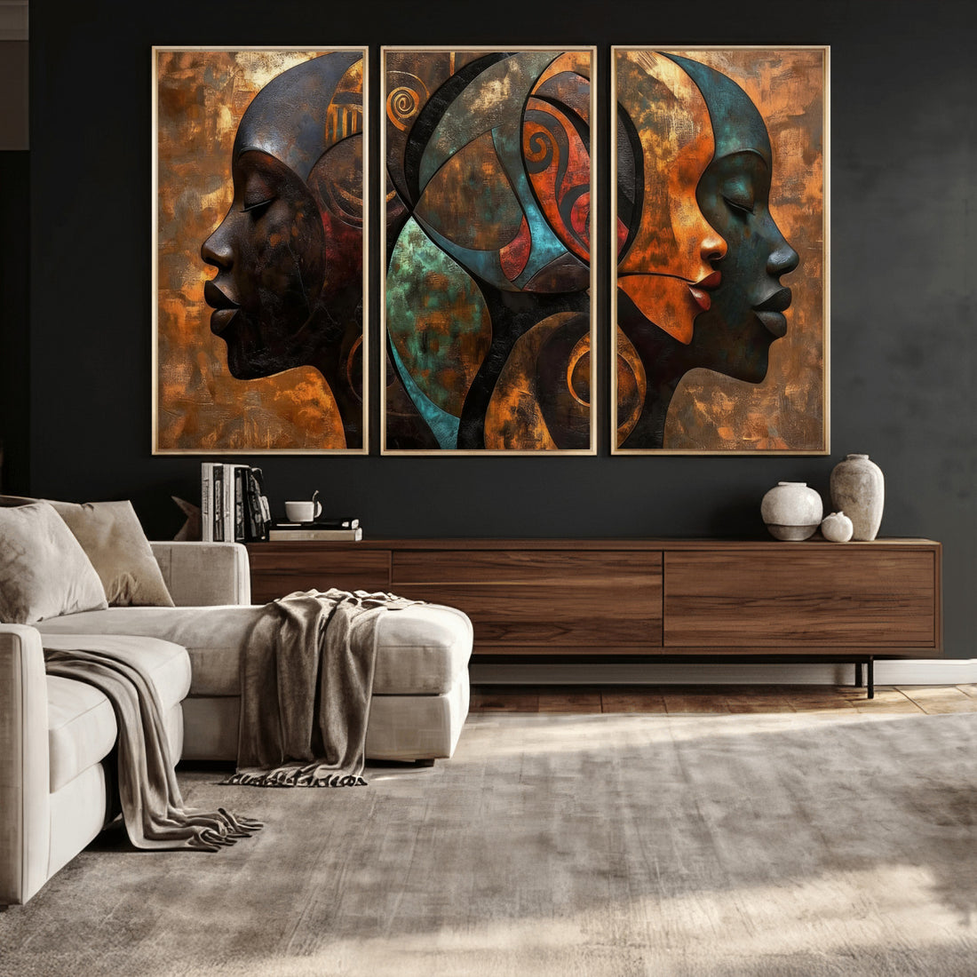 Abstract Afro American Women Wall Art Canvas Print