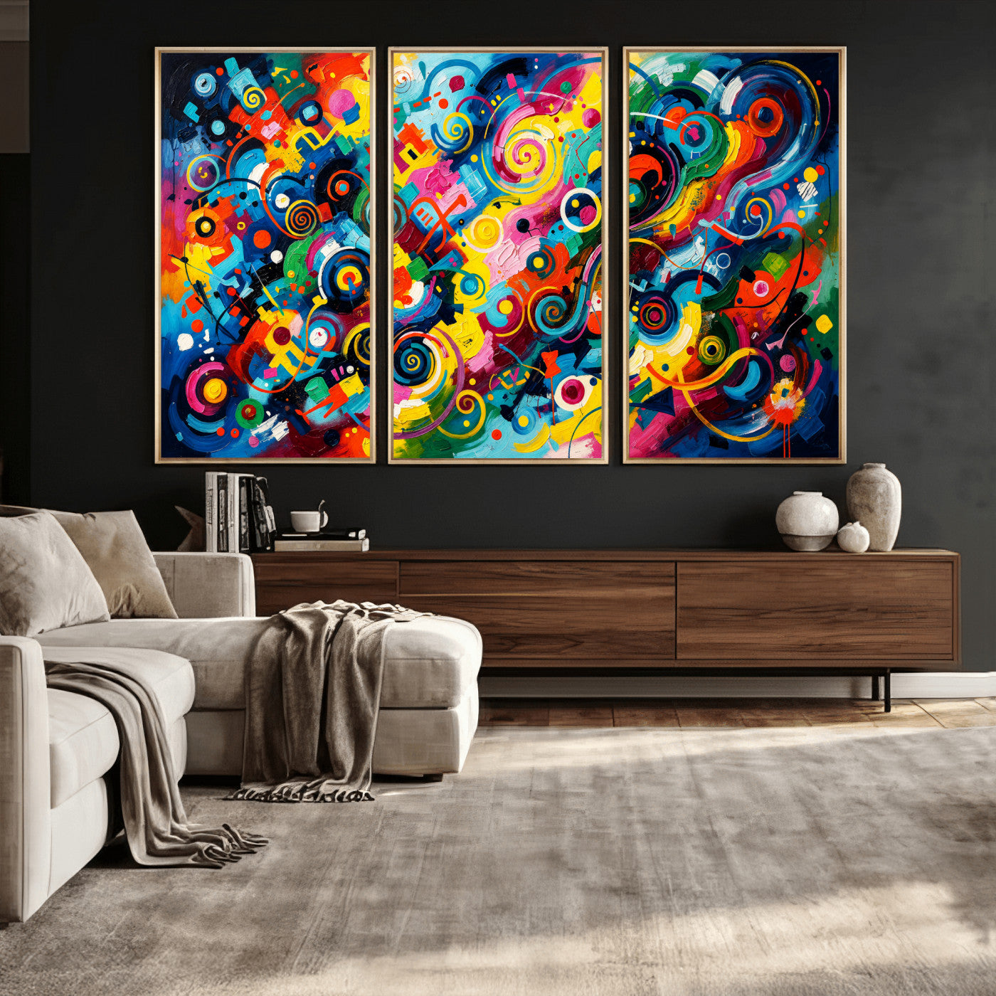 4712069R1-MGV-CV-36X24 - Geometric Abstract Wall Art Canvas Print, Bold Color Abstract Expressionist Painting Print, Modern Geometric Abstract Canvas Art