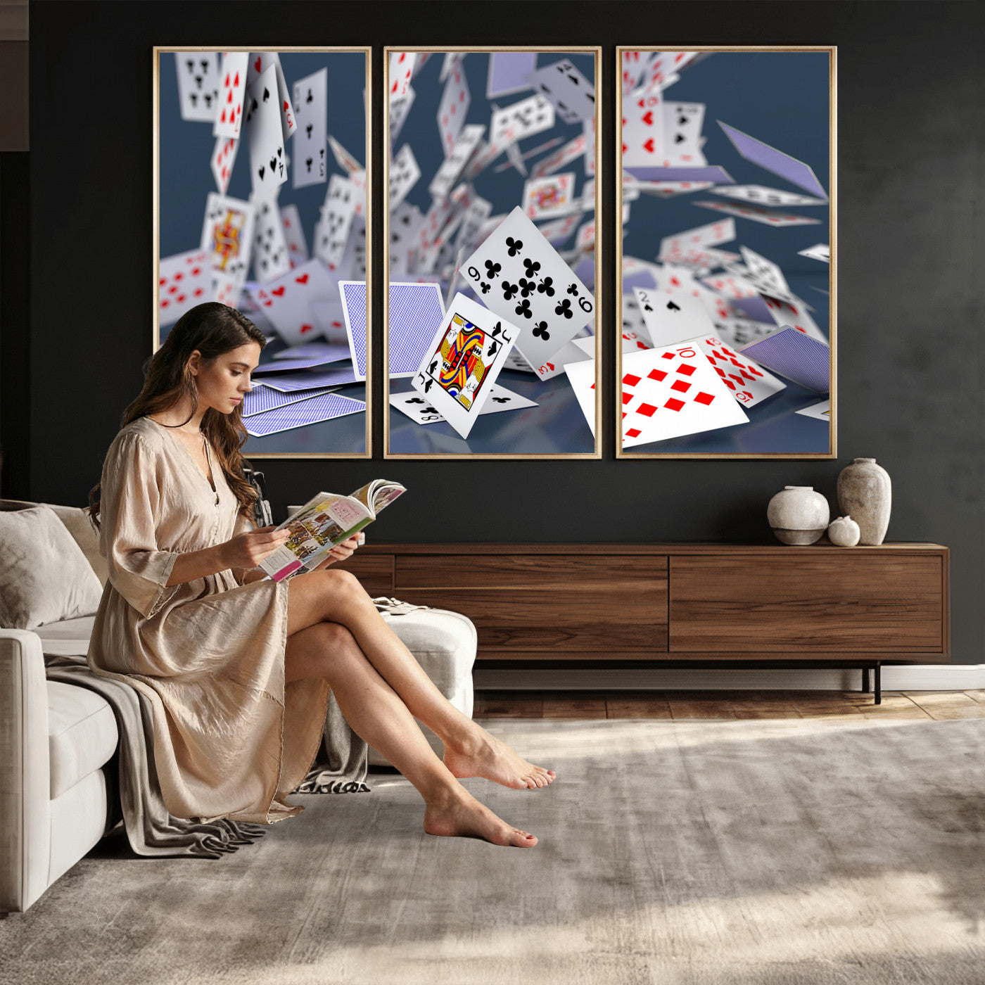 66392185-MGV-CV-36X24 - Playing Cards Canvas Wall Art | Casino Game Room Decor, Poker Decor Art