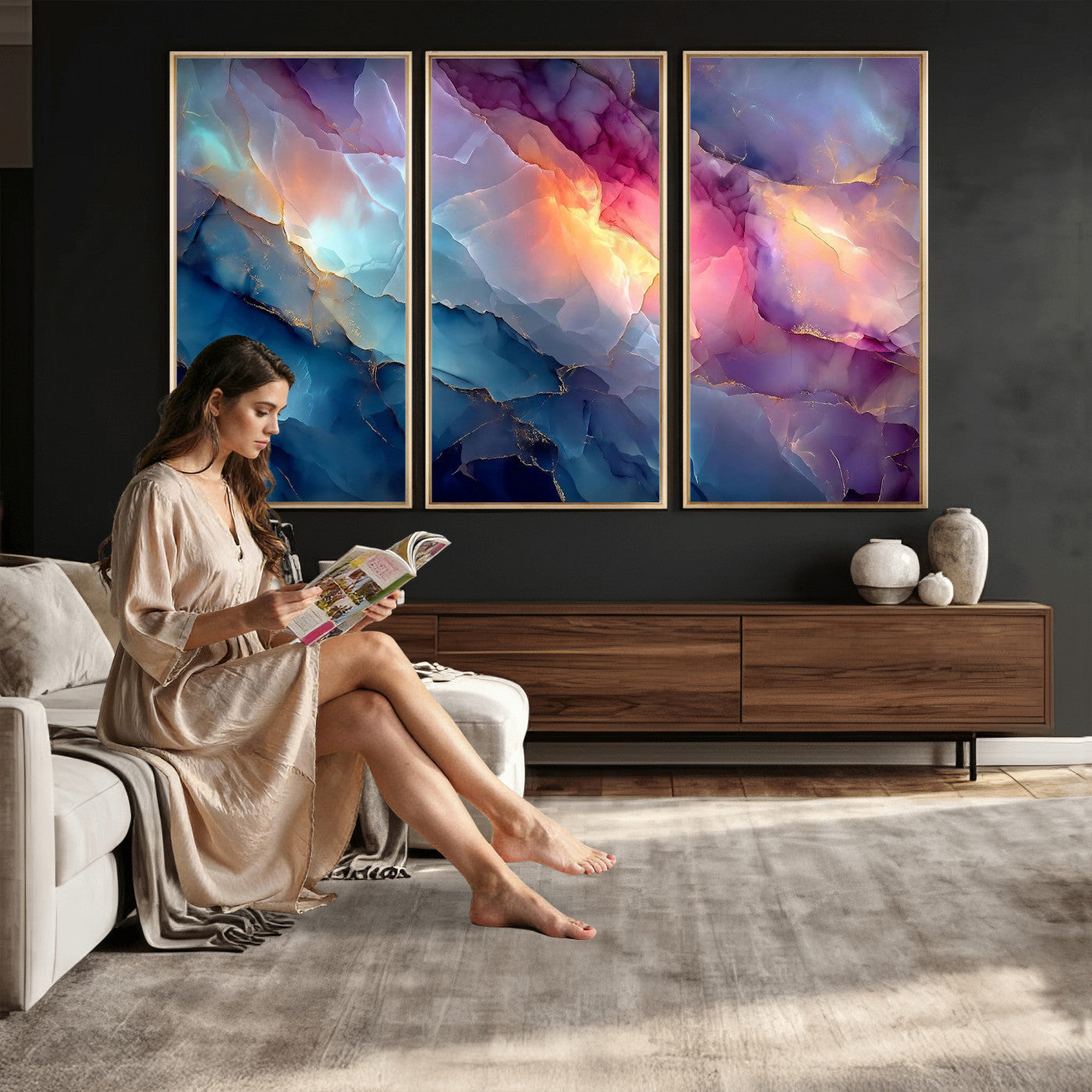28163849-MGV-CV-36X24 - Colorful Abstract Canvas Wall Art Print, Vibrant Popup Color Art Print