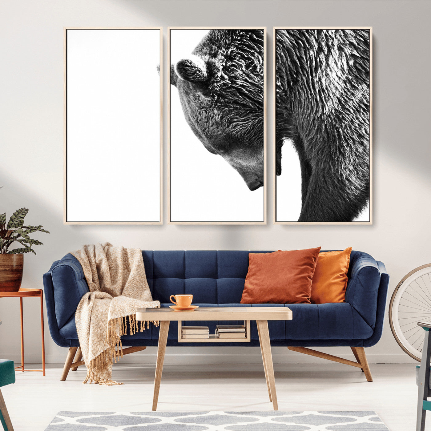 -Black and White Grizzly 399 Bear Canvas Print Wall Art | Large Wildlife Canvas Print for Living