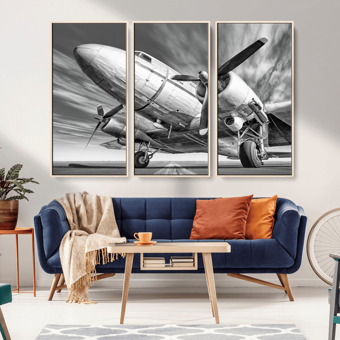 Vintage Airplane on Runway Canvas Print