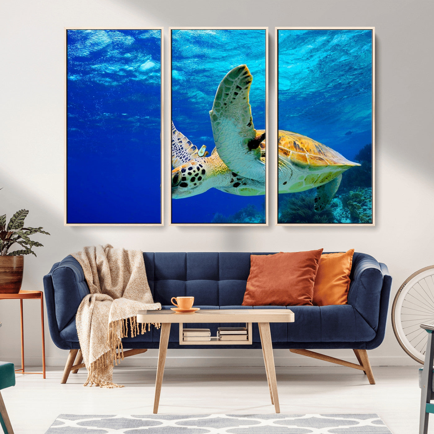 16292-MGV-FC-60X40-3P_Natural-Sea Turtle Wall Art Canvas Print, Sea life in the Ocean Wall Art Printing
