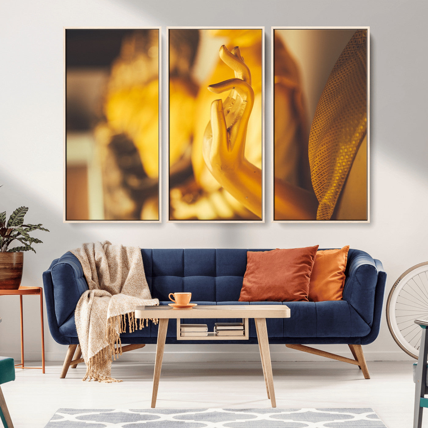 -Gold Buddha Statue Hands Wall Art Canvas Print