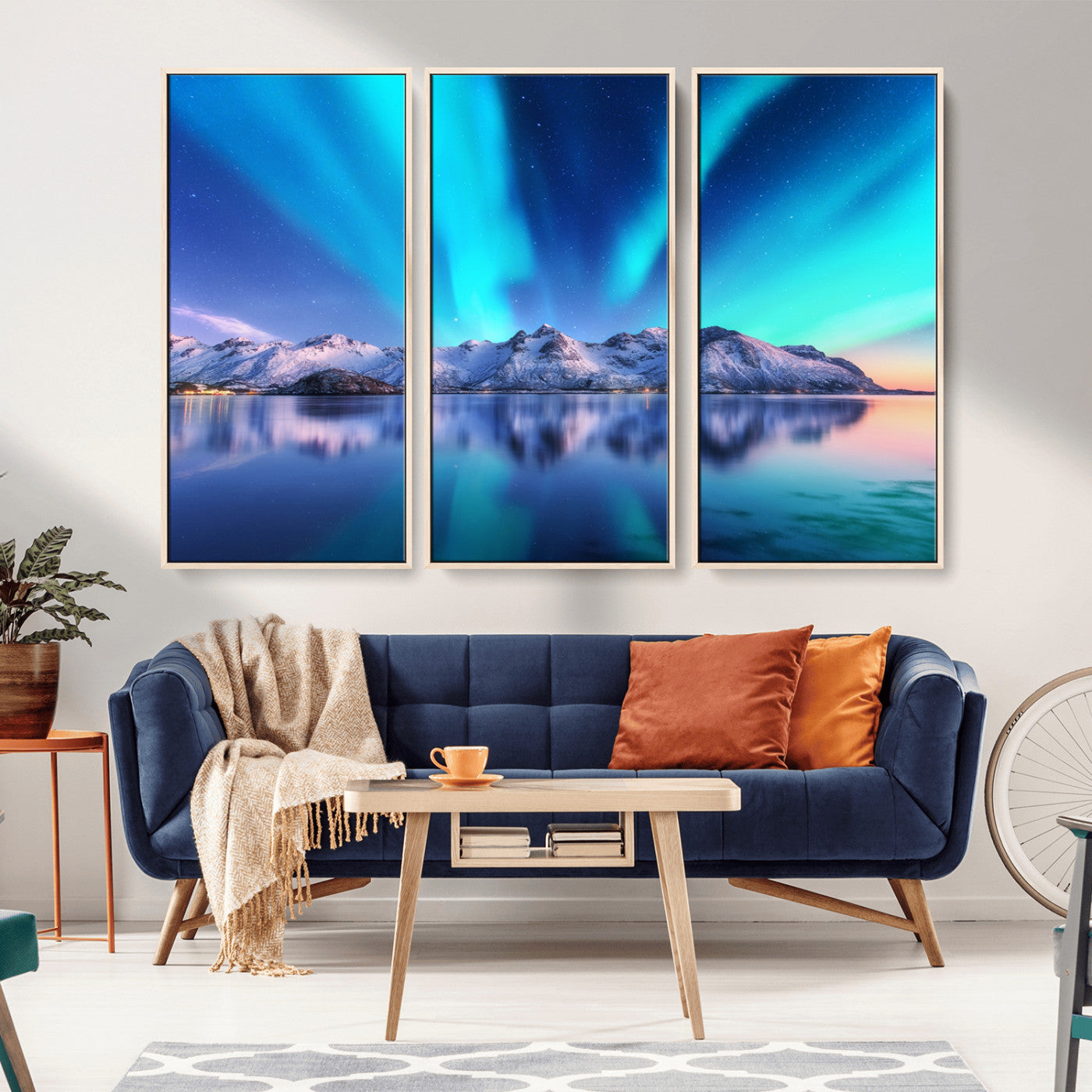 -Northern Lights above Mountain Wall Art, Northern Lights Wall Art Canvas Print