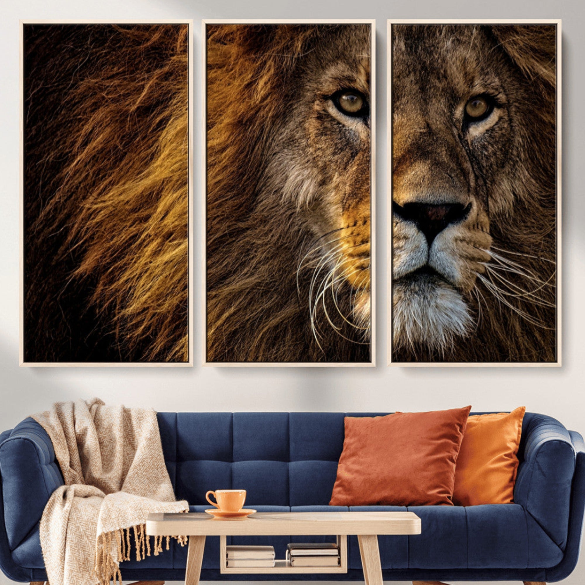 98665-MGV-CV-36X24-Mighty Lion Wall Art Canvas Print – Majestic Animal Portrait Artwork for Home, Office, Living Room, Guest Room