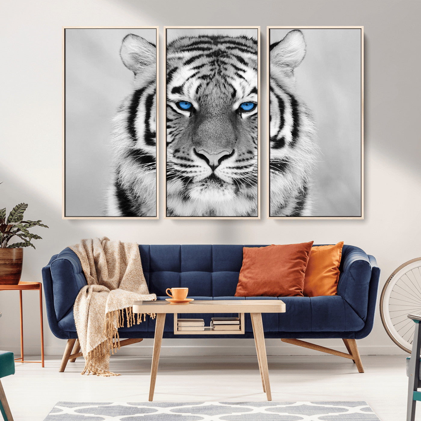 -Black and White Tiger Wall Art Animal Canvas Print