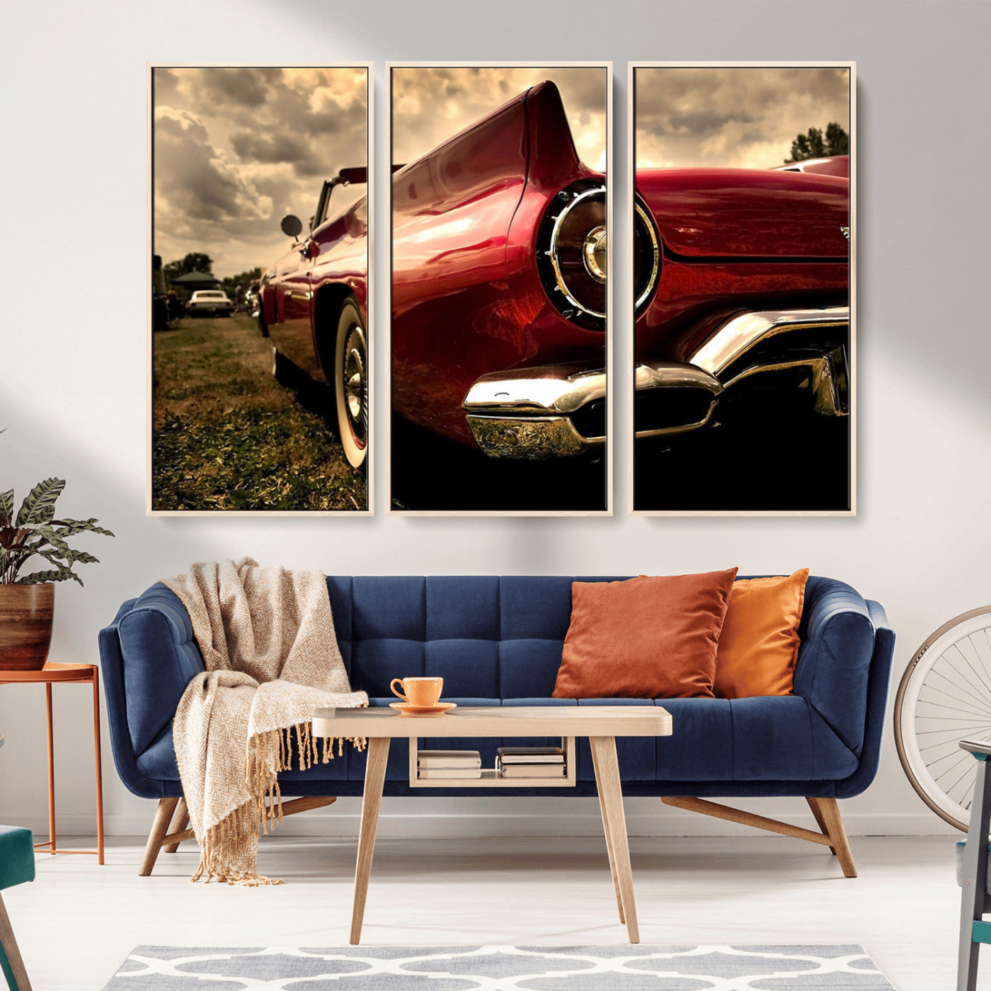 -Red Classic Car Wall Art Canvas Print