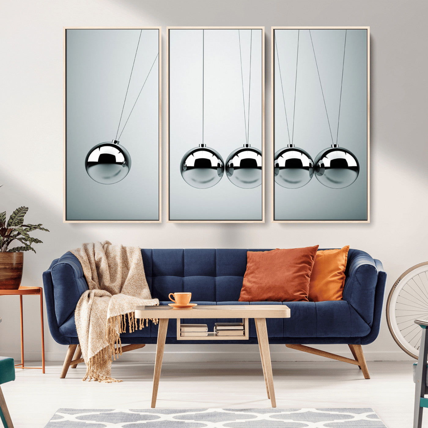 -Newton's Cradle Wall Art Canvas Print, Framed Newton Cradle Wall Art