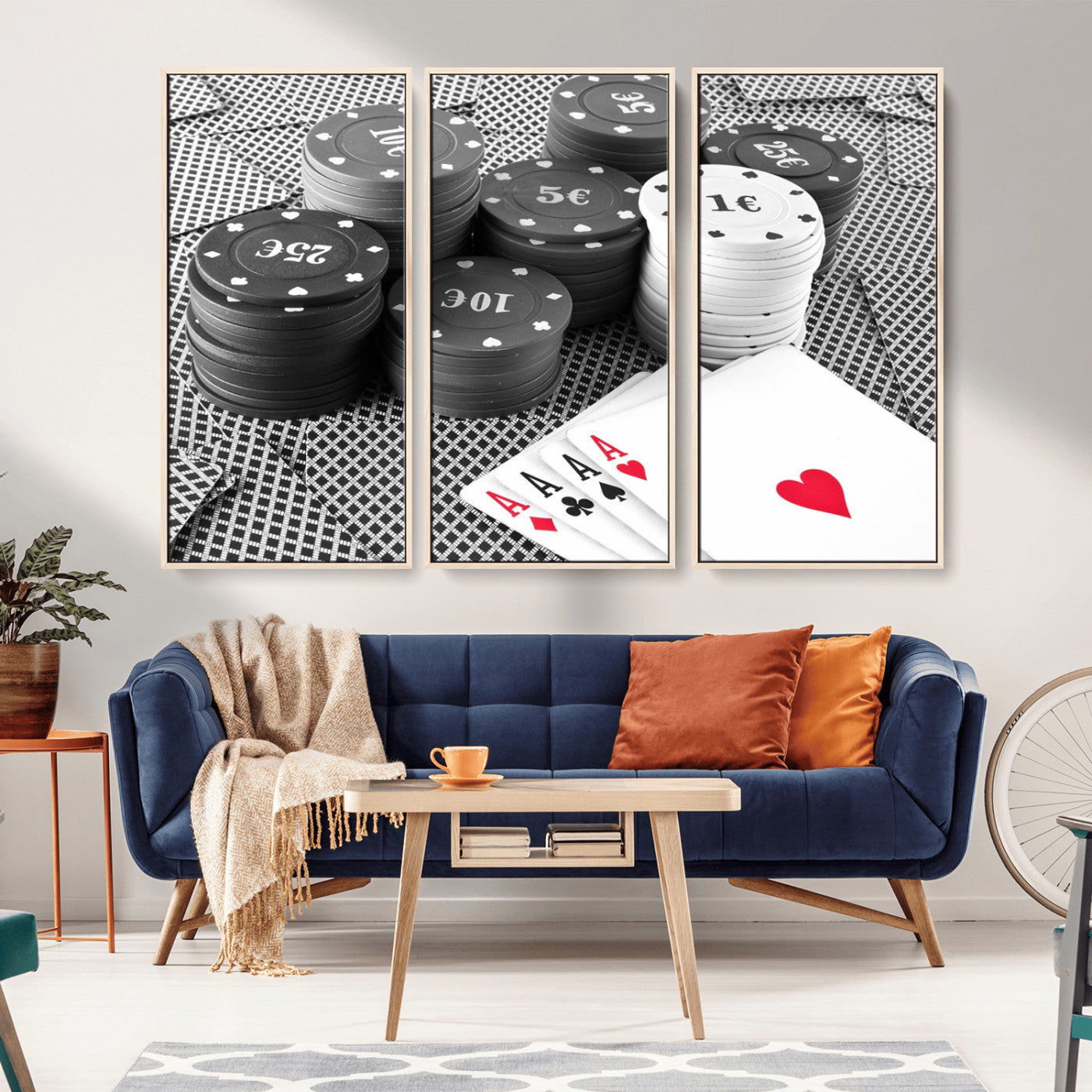-Poker Game Cards Wall Art Canvas, Multi Panel Wall Art Canvas Print