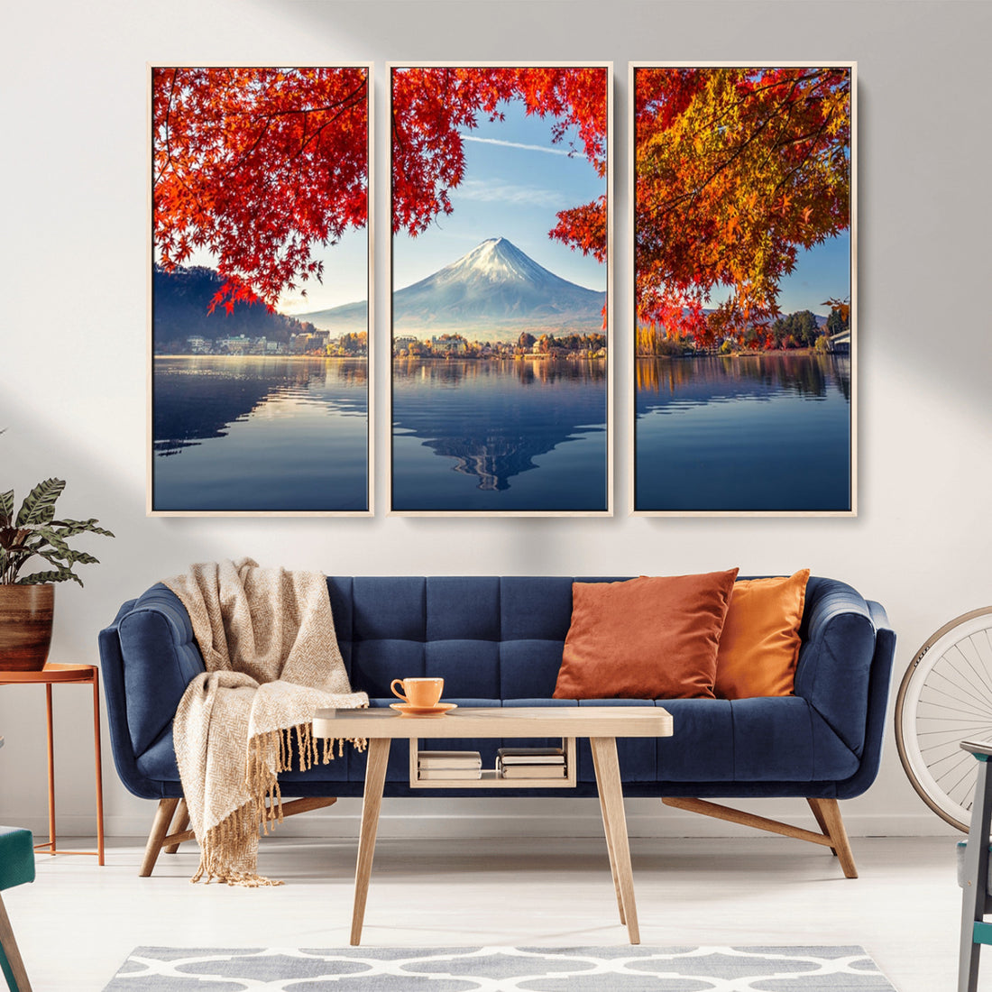 Mount Fuji Canvas Wall Art, Japan Autumn Mountain Canvas Print