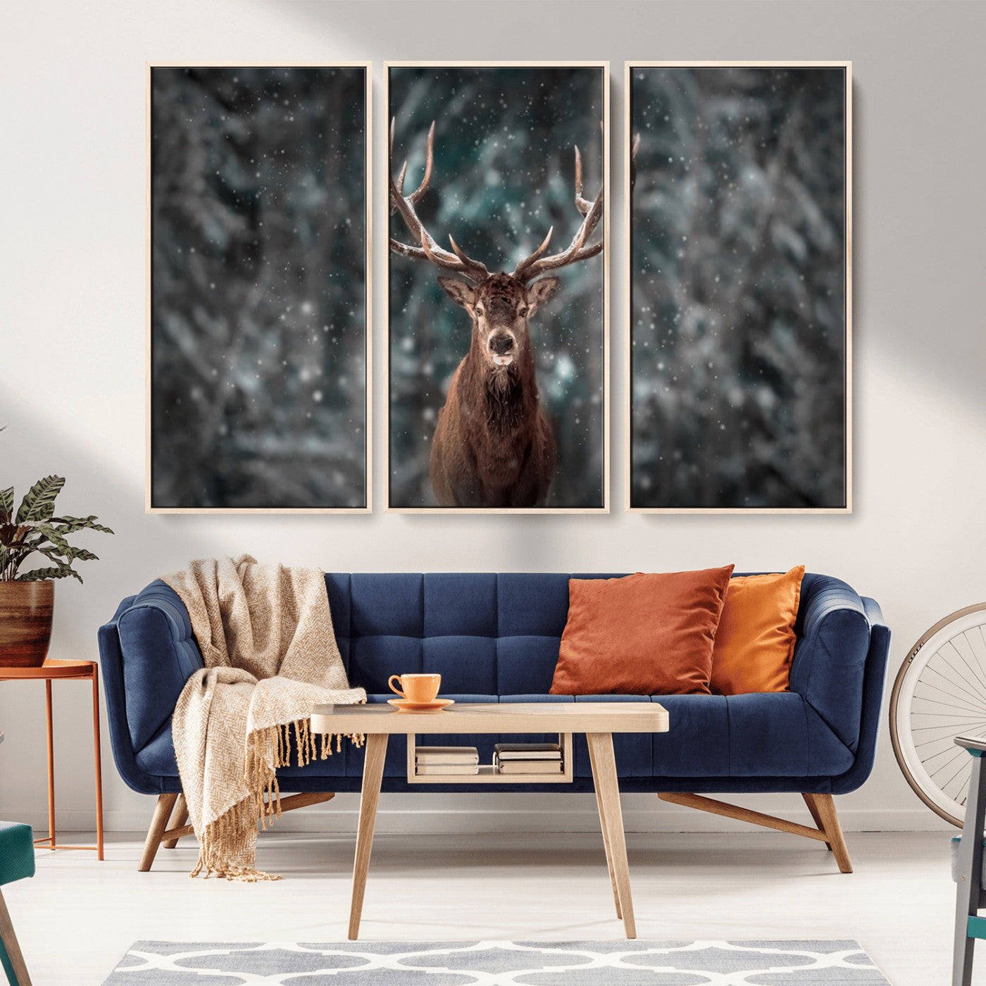 -Wall Art Deer Art Animal Canvas, Framed Wall Art Deer Canvas Print