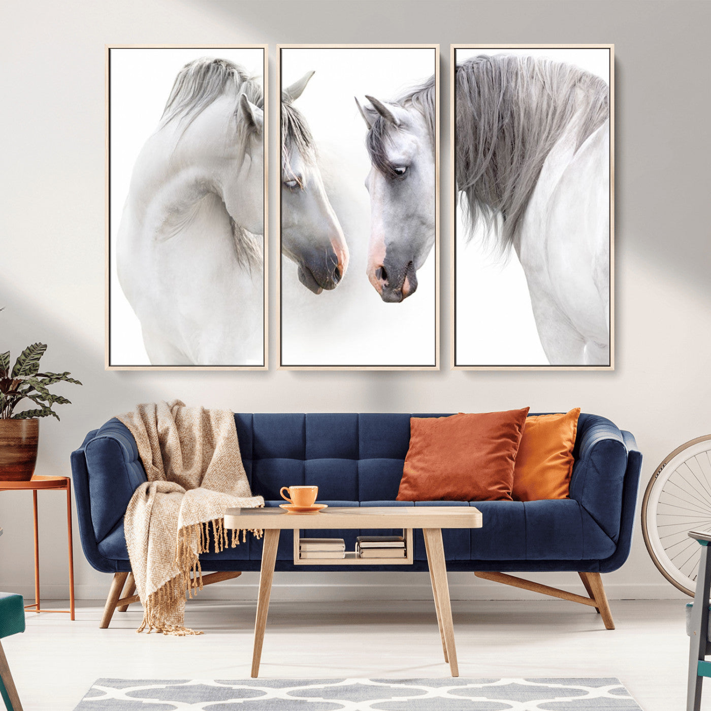 -White Horse Wall Art Animal Canvas Print