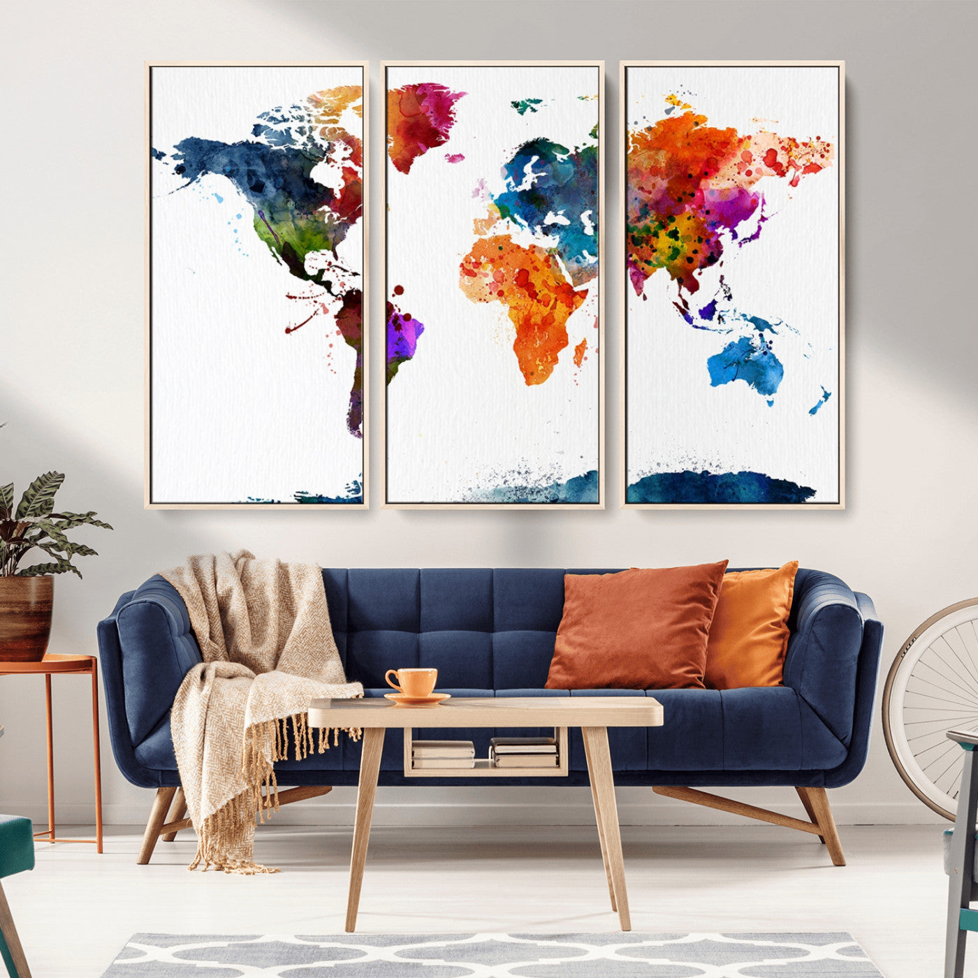 -Push Pin World Map Canvas Print – Travel Tracker Wall Art for Couples, Perfect Anniversary Gift for Home or Office Decor