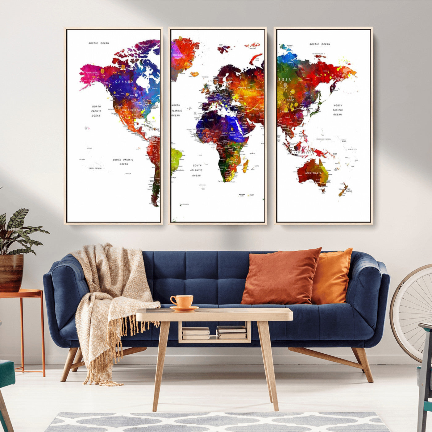 -Push Pin World Map Canvas Print – Travel Tracker Wall Art for Couples, Perfect Anniversary Gift for Home or Office Decor
