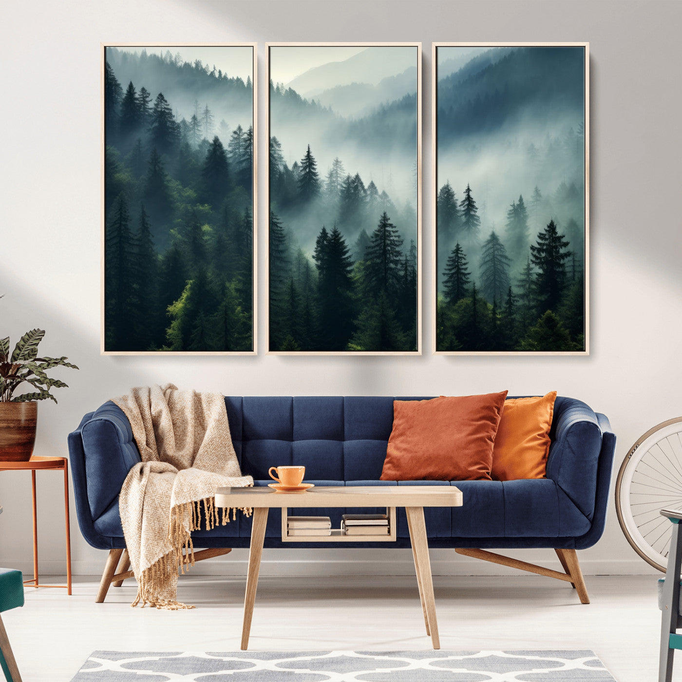-Captivating Misty Forest Wall Art Premium Canvas Print a Foggy and Serene Atmosphere Art