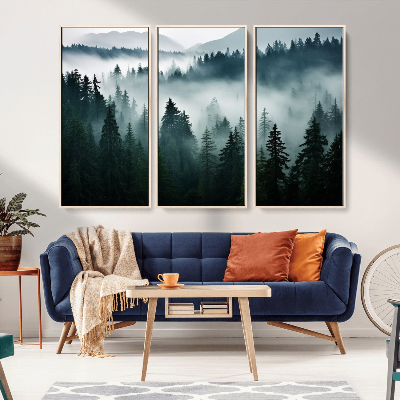 -Captivating Misty Forest Wall Art Canvas, Premium Canvas Print a Foggy and Serene Atmosphere