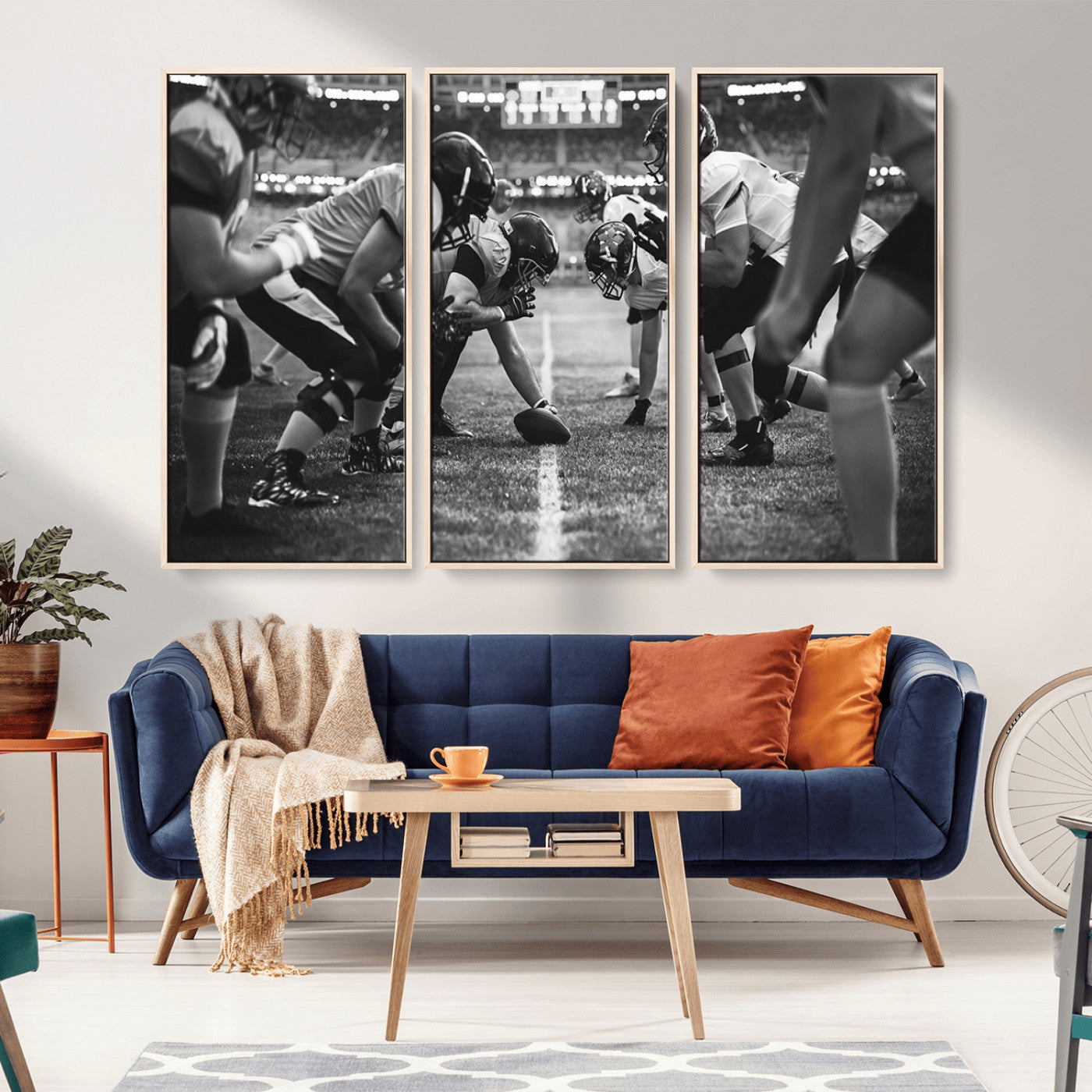 -American Football Wall Art Canvas Print Framed Stadium Sport Wall Art Iconic Game Day Decor for Home, Office
