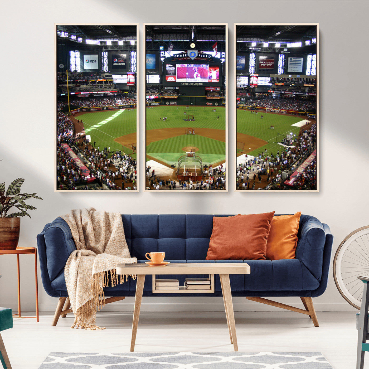 91630-MGV-CV-36X24-Arizona Diamondbacks Baseball Team Print - Phoenix Chase Field Baseball Stadium Wall Art Canvas