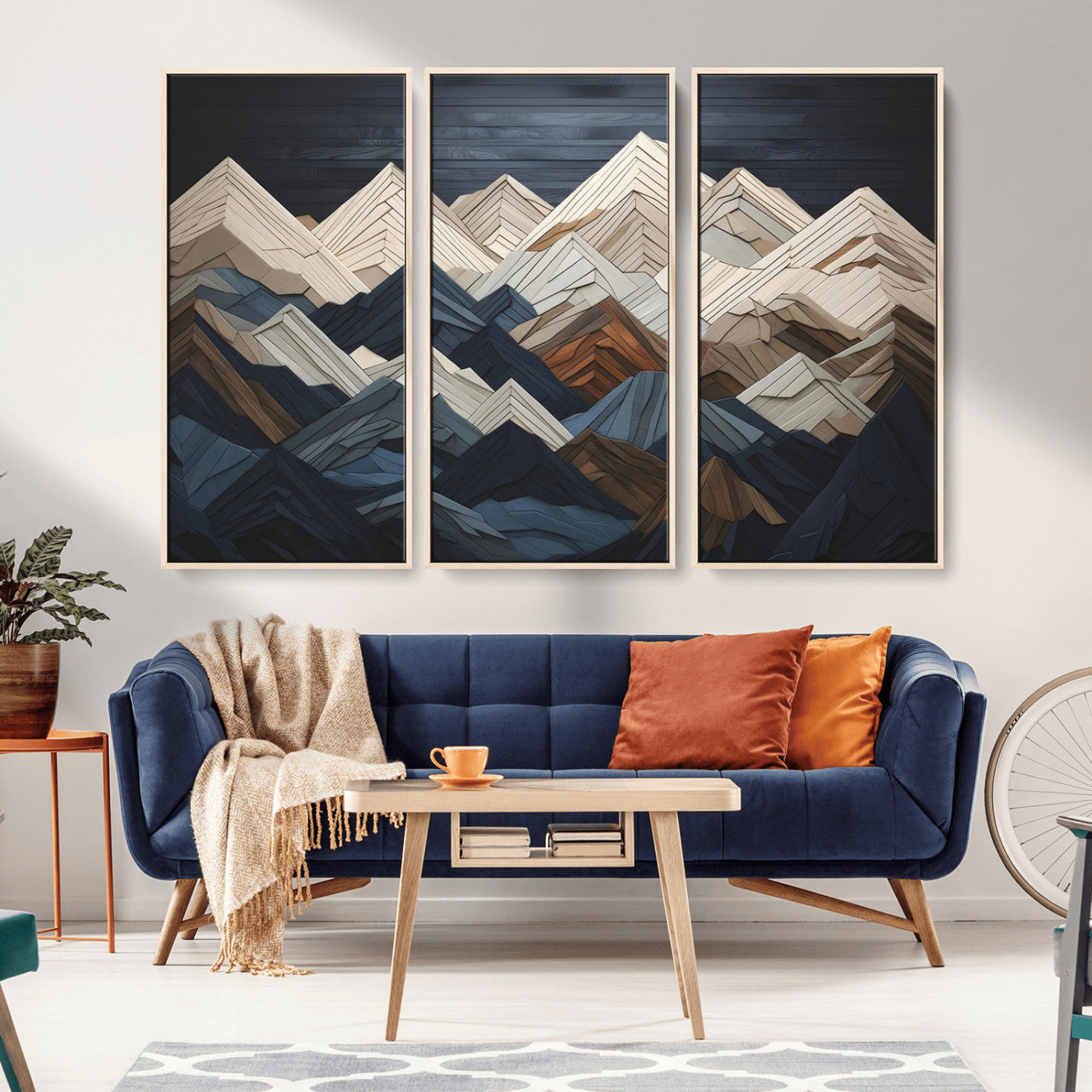 12896-MGV-CV-36X24-Mountain Wall Art – Modern Abstract Landscape Canvas Print with Layered Peaks, Contemporary Nature Decor for Living Room or Office