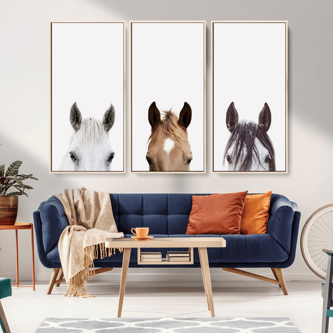 Horse Prints, Set of 3 Horse Wall Art, Horse Portraits