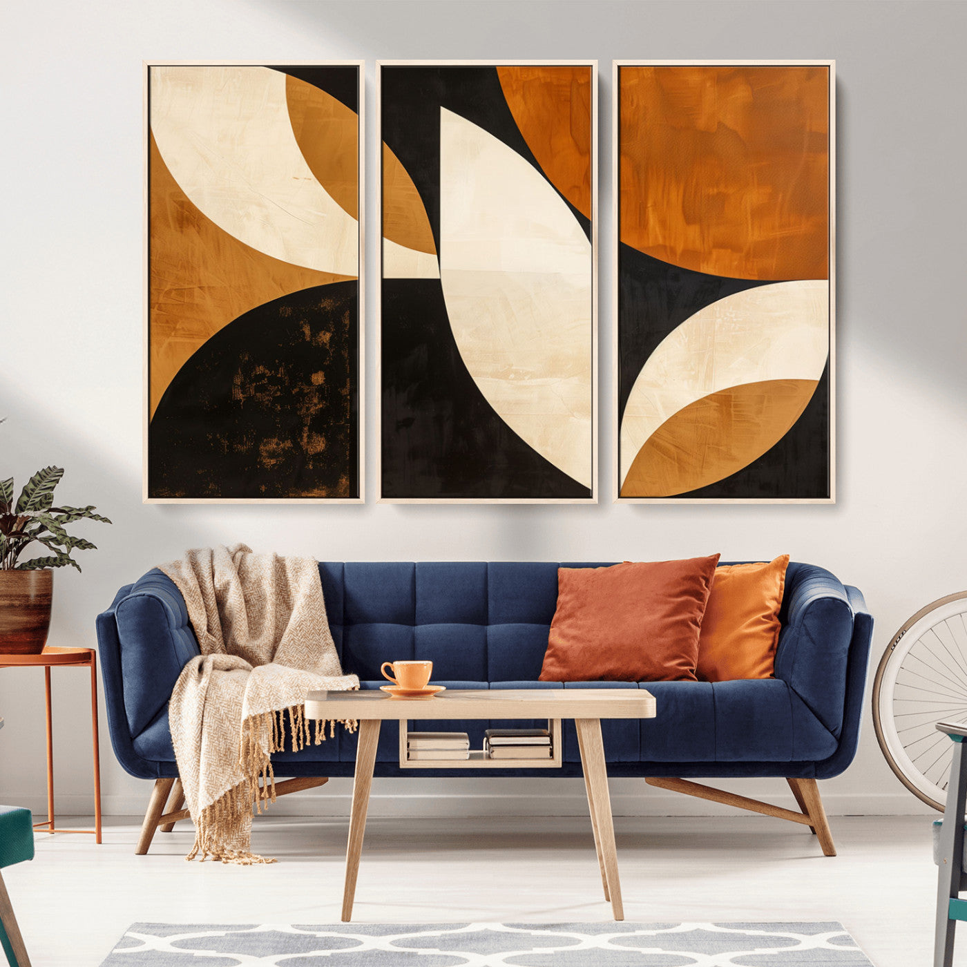 21251-MGV-CV-36X24-Geometric Abstract Wall Art Canvas Print, Mid Century Modern Wall Art Print