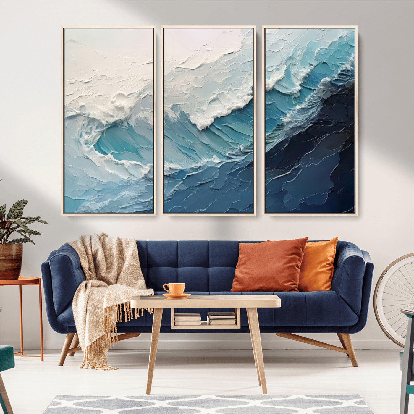 23887-MGV-CV-36X24-Ocean Wave Canvas Wall Art Print – Coastal Living Room Large Ocean Wave Seascape Wall Art for Home, Office, Living Room