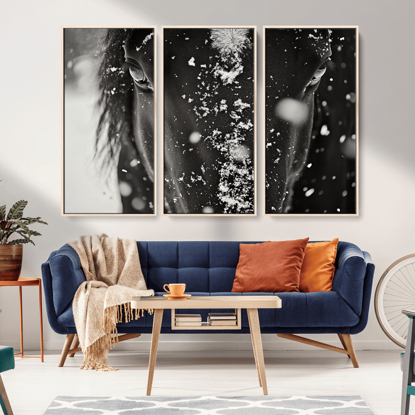 -Winter Horse Snow Wall Art Canvas Print
