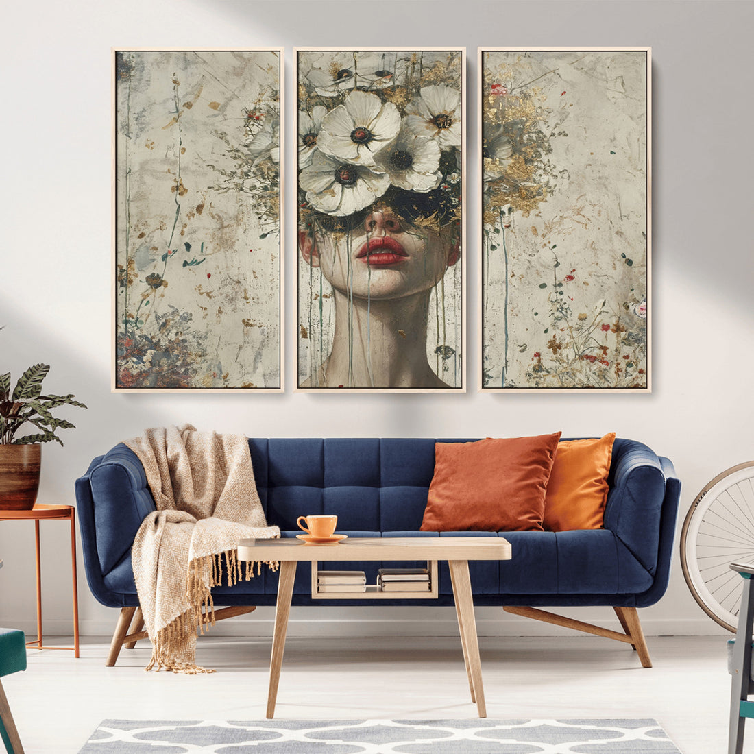 Abstract Floral Women Pastel Wall Art Canvas Print