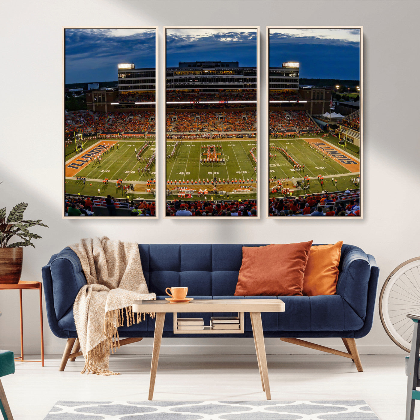 44513-MGV-CV-36X24-University of Illinois Fighting Illini Football Team Print - Champaign Illinois Memorial Stadium