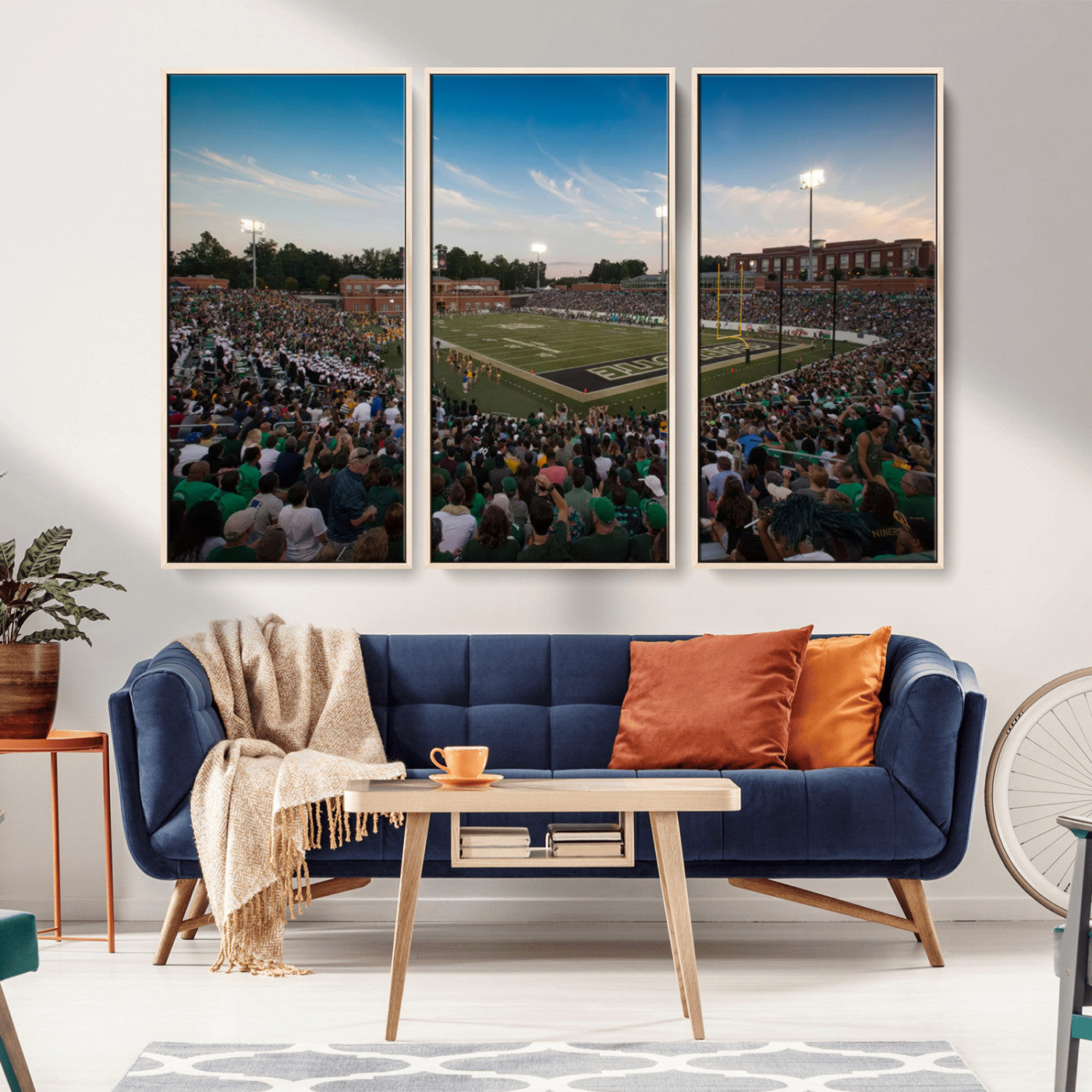 12290-MGV-CV-36X24-University of Charlotte 49ers Football Team Print - Charlotte Jerry Richardson Stadium Wall Art