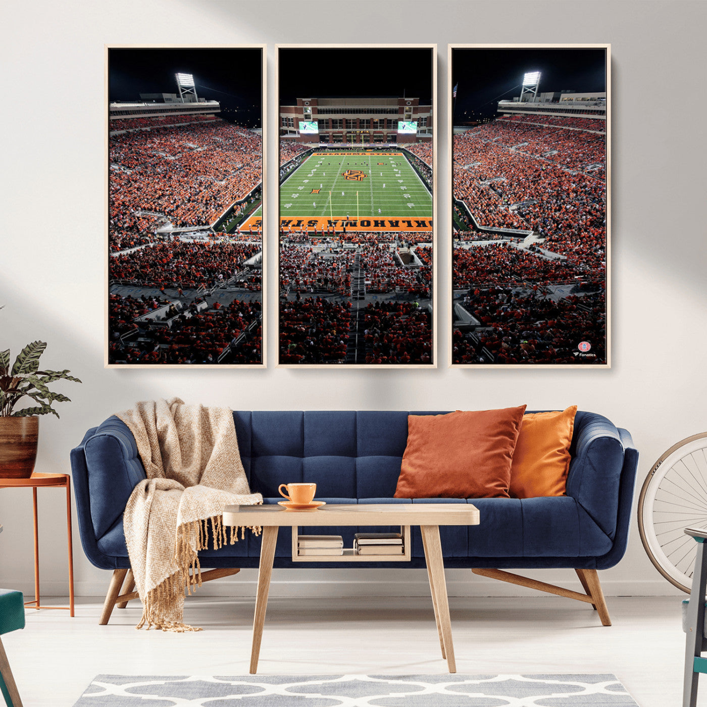 81675-MGV-CV-36X24-Boone Pickens Stadium Wall Art Oklahoma State Cowboys Print Framed Sports Canvas Art for Home, Office, Living Room