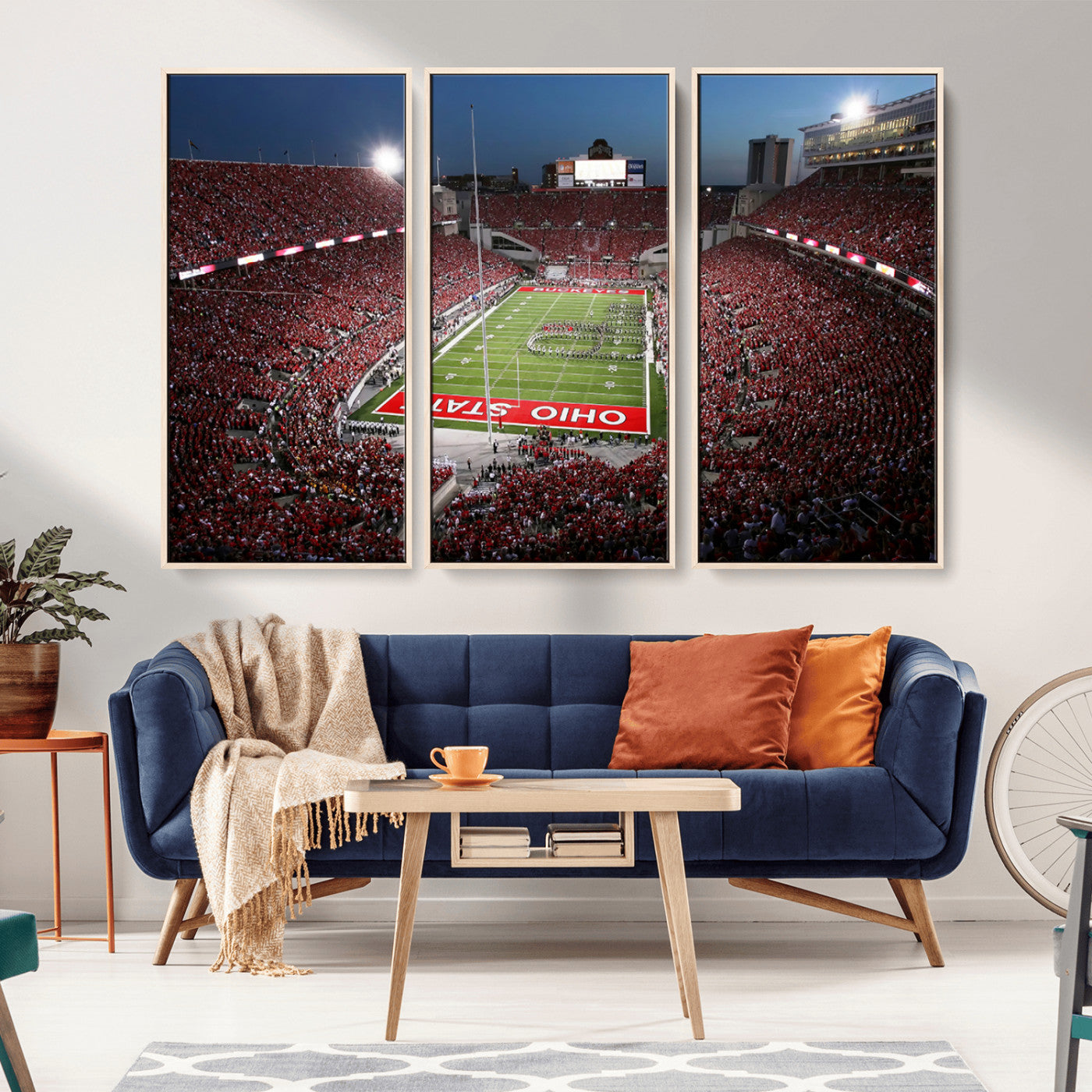 98743-MGV-CV-36X24-Ohio State University Buckeyes Football Team Print - Columbus Ohio Stadium Wall Art Canvas Print