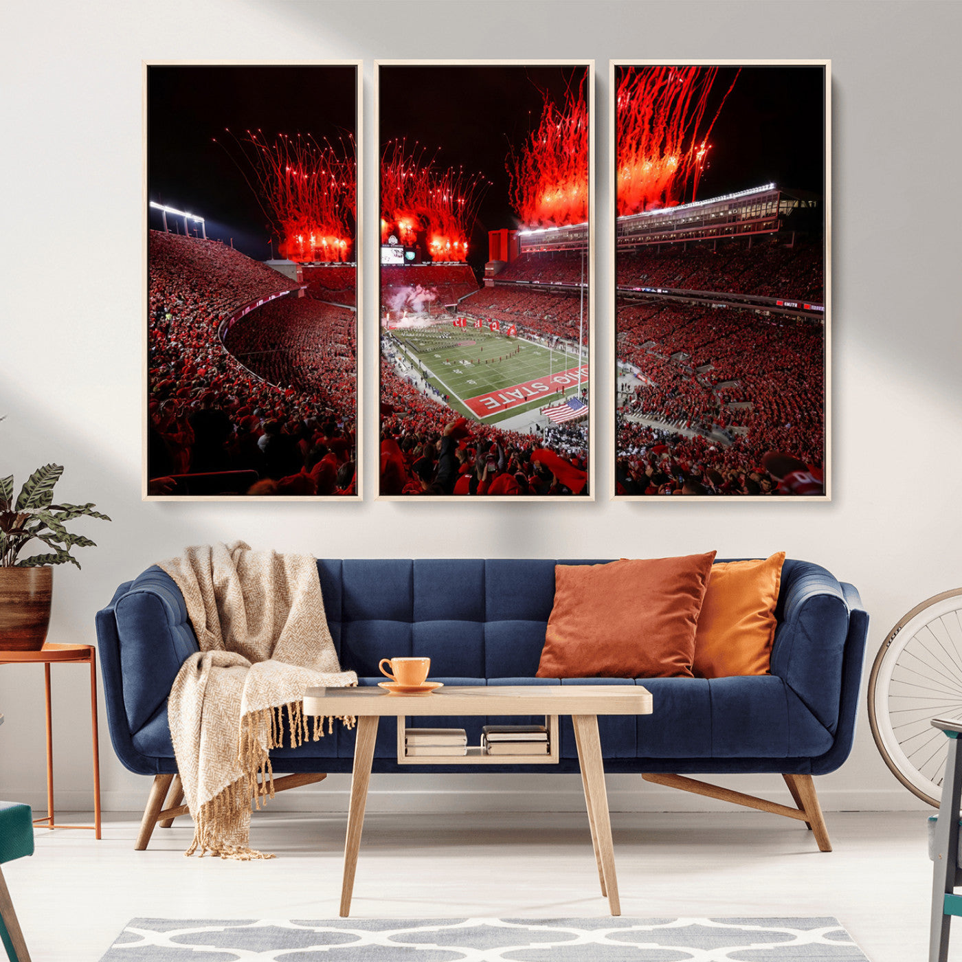 56909-MGV-CV-36X24-Ohio State University Buckeyes Football Team Print - Columbus Ohio Stadium Wall Art Canvas Print