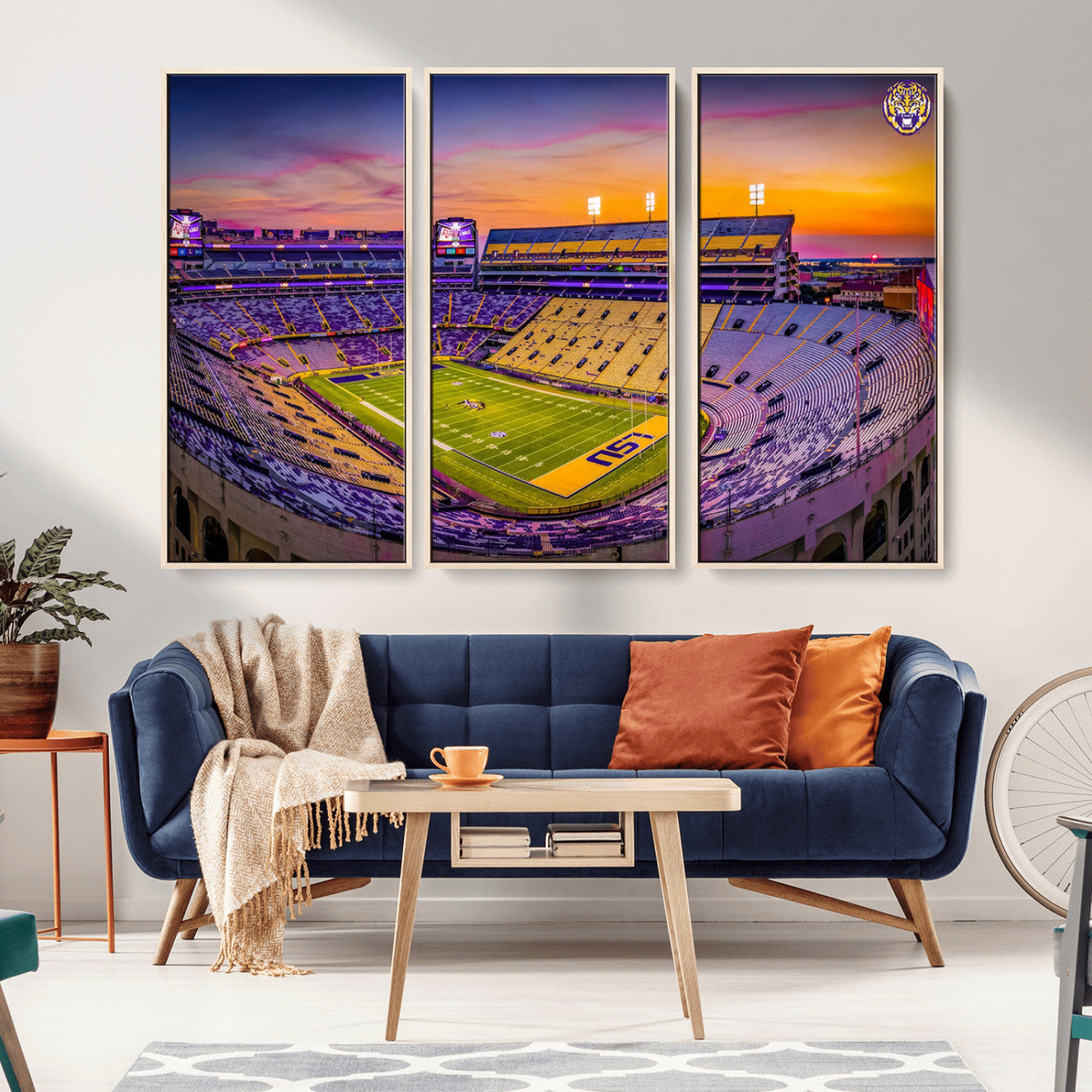 93538-MGV-CV-36X24-The Louisiana State University Tigers Football Team Print - Baton Rouge Tiger Stadium Wall Art