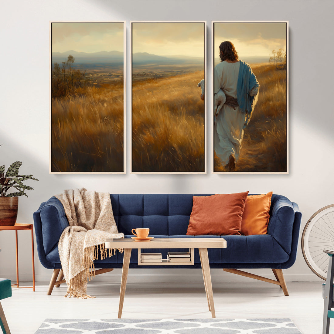 Jesus the Good Shepherd Wall Art Canvas Print, Inspirational Christian Religious Art for Home