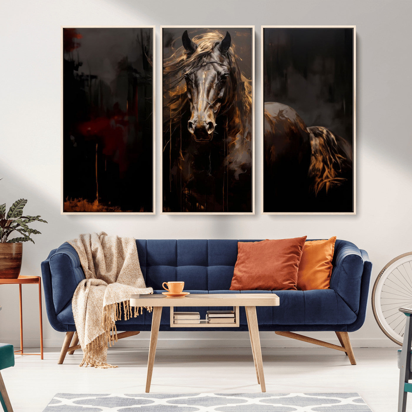 40932-MGV-CV-36X24-Abstract Black Horse Canvas Print for Farmhouse Wall Art | Abstract Equine Wall Art | Western Decor