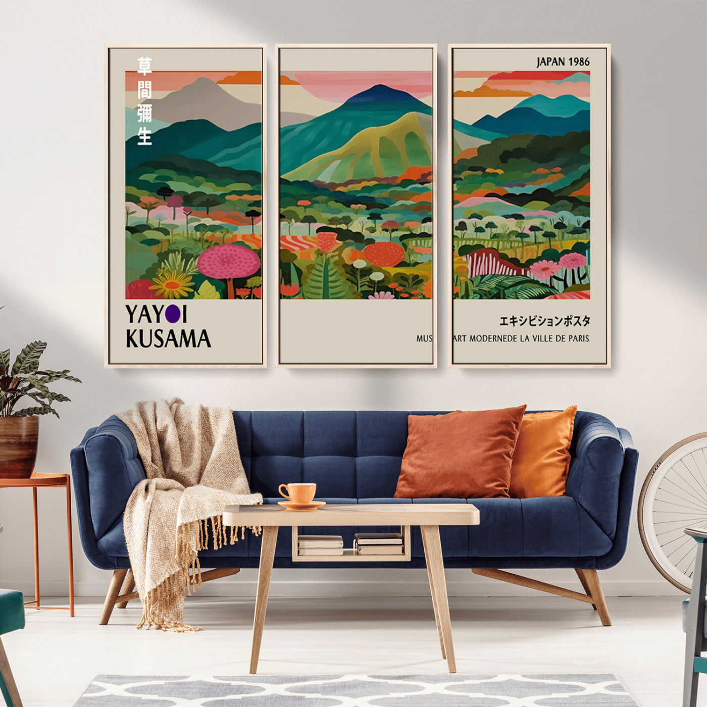 83384-MGV-CV-36X24-Yayoi Kusama Japan 1986 Canvas – Wabi Sabi Japanese Vibrant Abstract Wall Art Contemporary Canvas for Home, Office