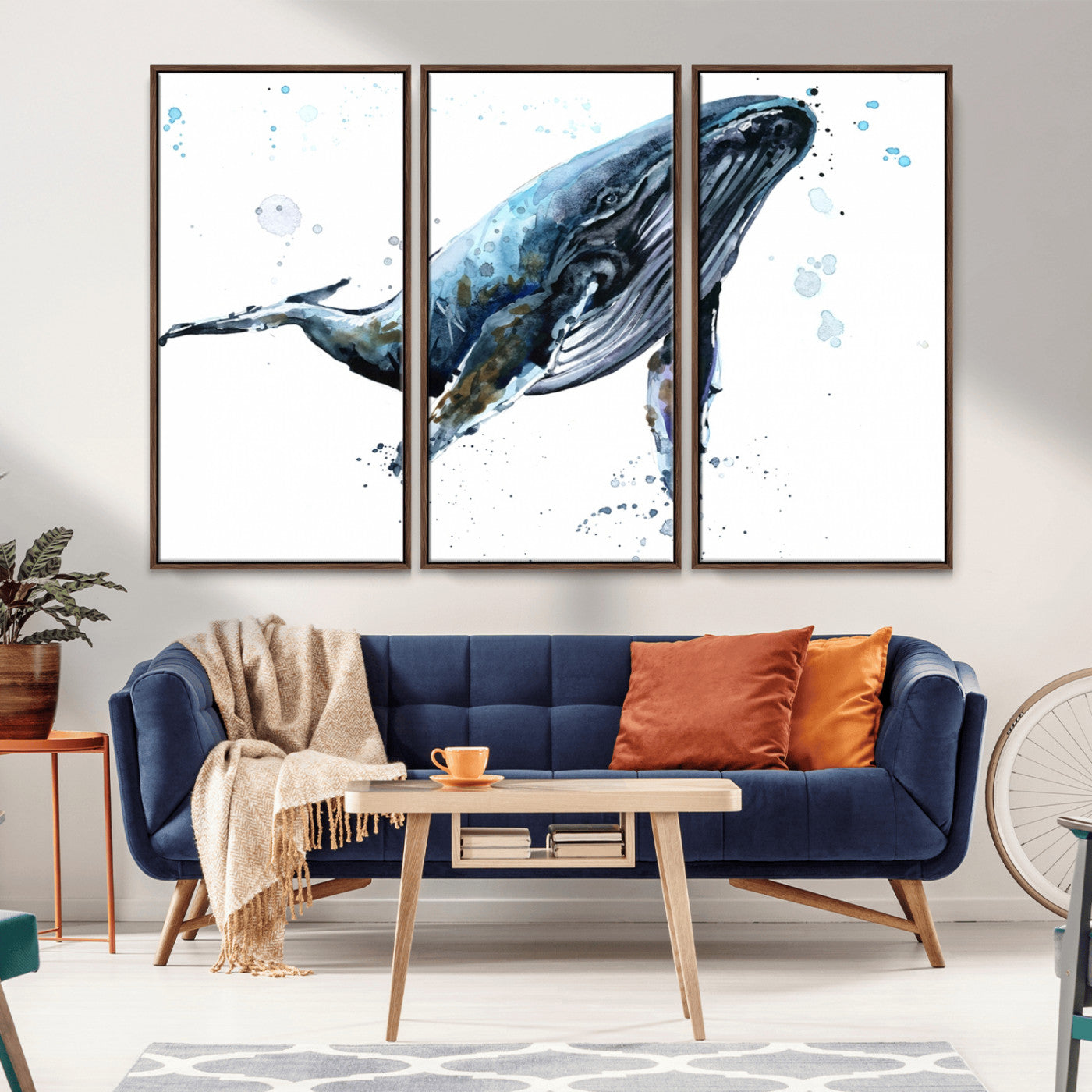-Watercolor Whale Wall Art Canvas Print