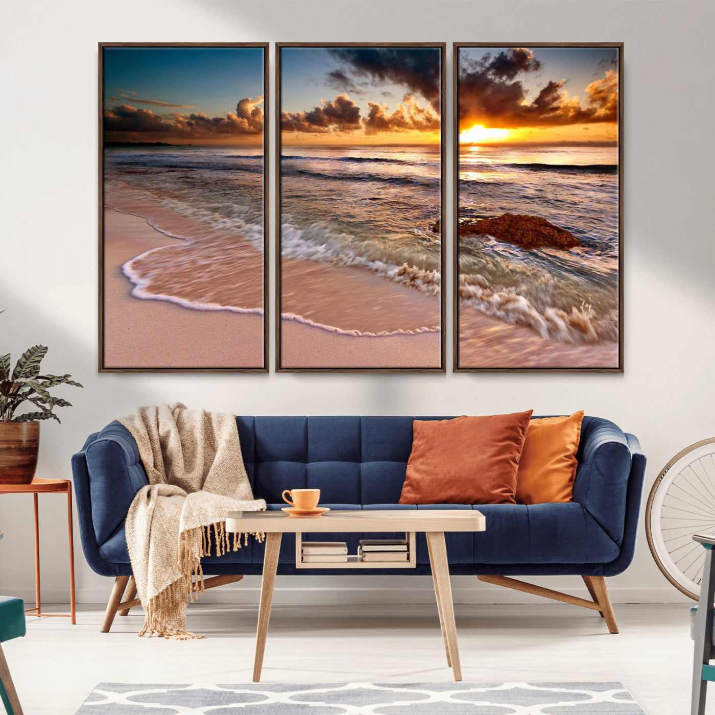 -Sunset on Ocean Wall Art Canvas Print