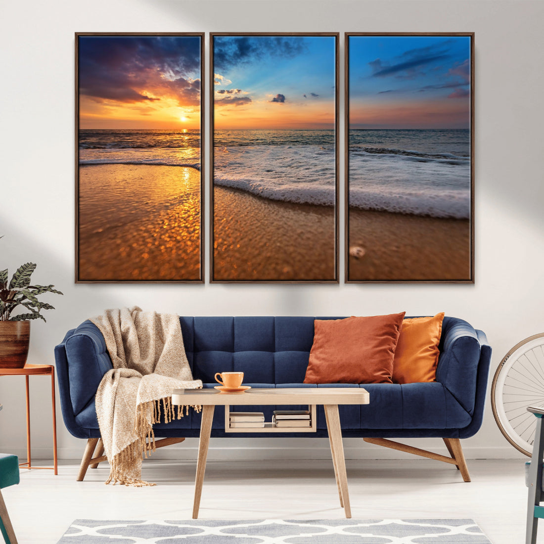 Sunset and Beach at Night Wall Art Canvas Print
