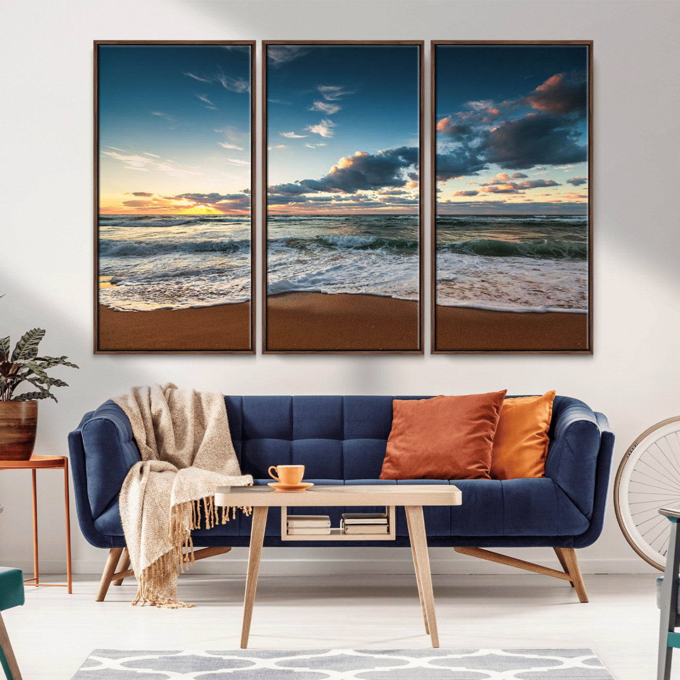 -Ocean Beach Wall Art Canvas Print Sunset Artwork Print Coastal Wall Art