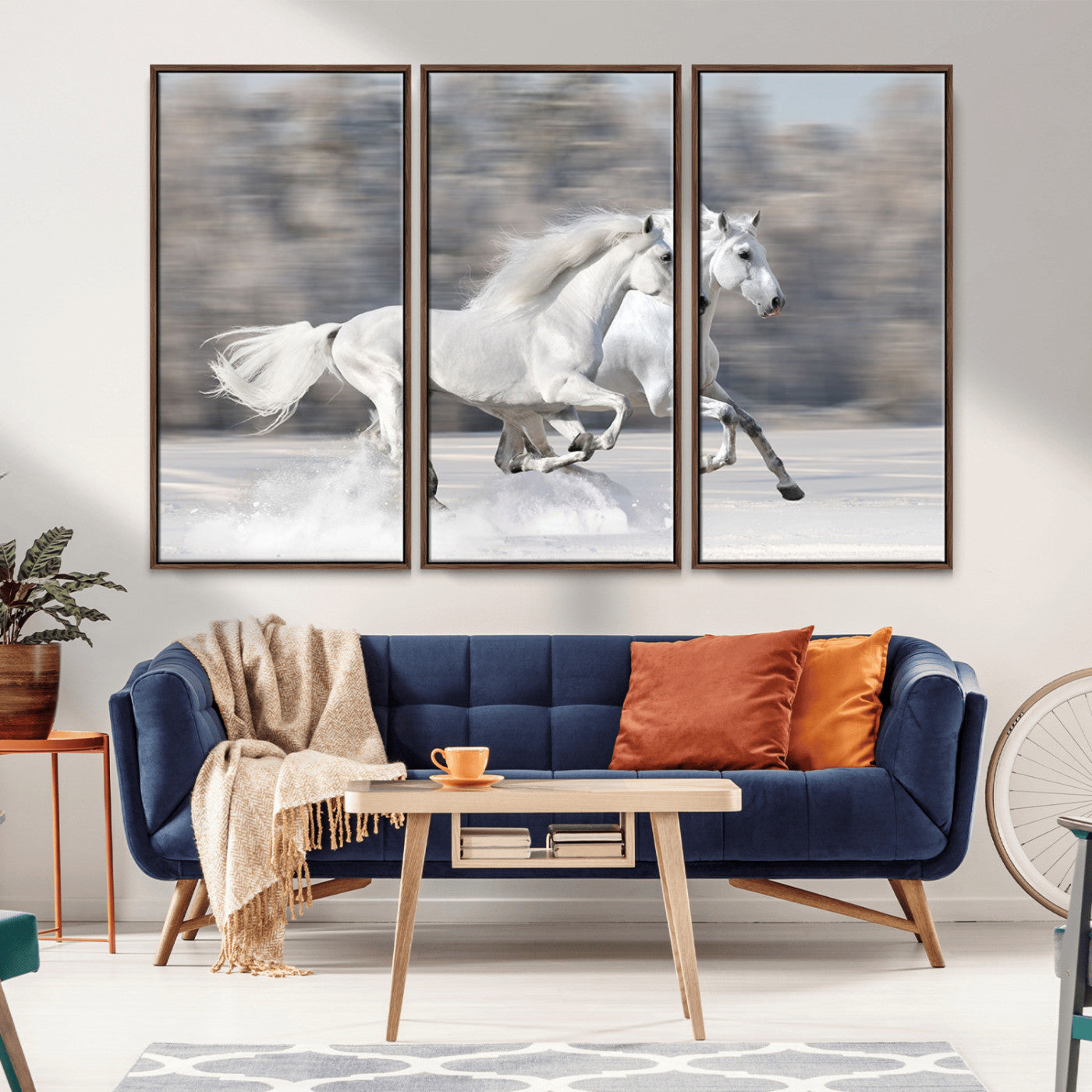 -The White Horses Wall Art, Framed White Horses Wall Art Canvas Print