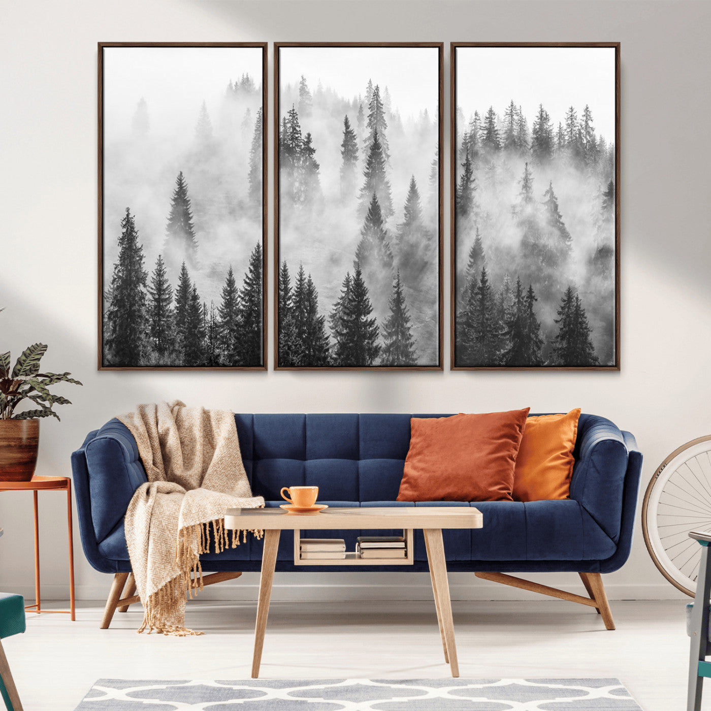 -Forest Wall Art Print | Foggy Pine Forest Canvas Wall Art - Black and White Nature Decor for Living Room, Office